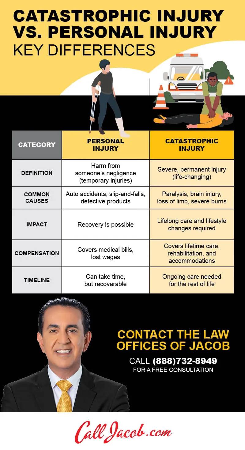 Catastrophic vs Personal Injury Differences Infographic