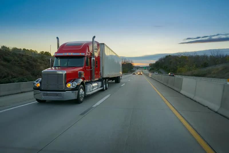 Red semi-truck