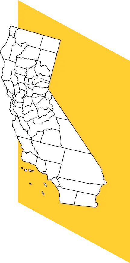 Map of California with county boundaries