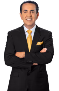 California injury attorney Jacob Emrani in a black suit and yellow tie